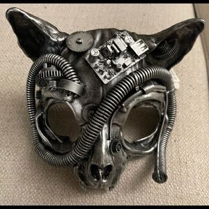 NWT Silver Steam Punk Cat Mask